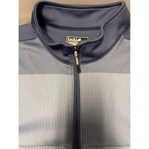 Bolle Mens Quarter Zip Pullover Slate Blue Textured Grid Athletic Top XXL